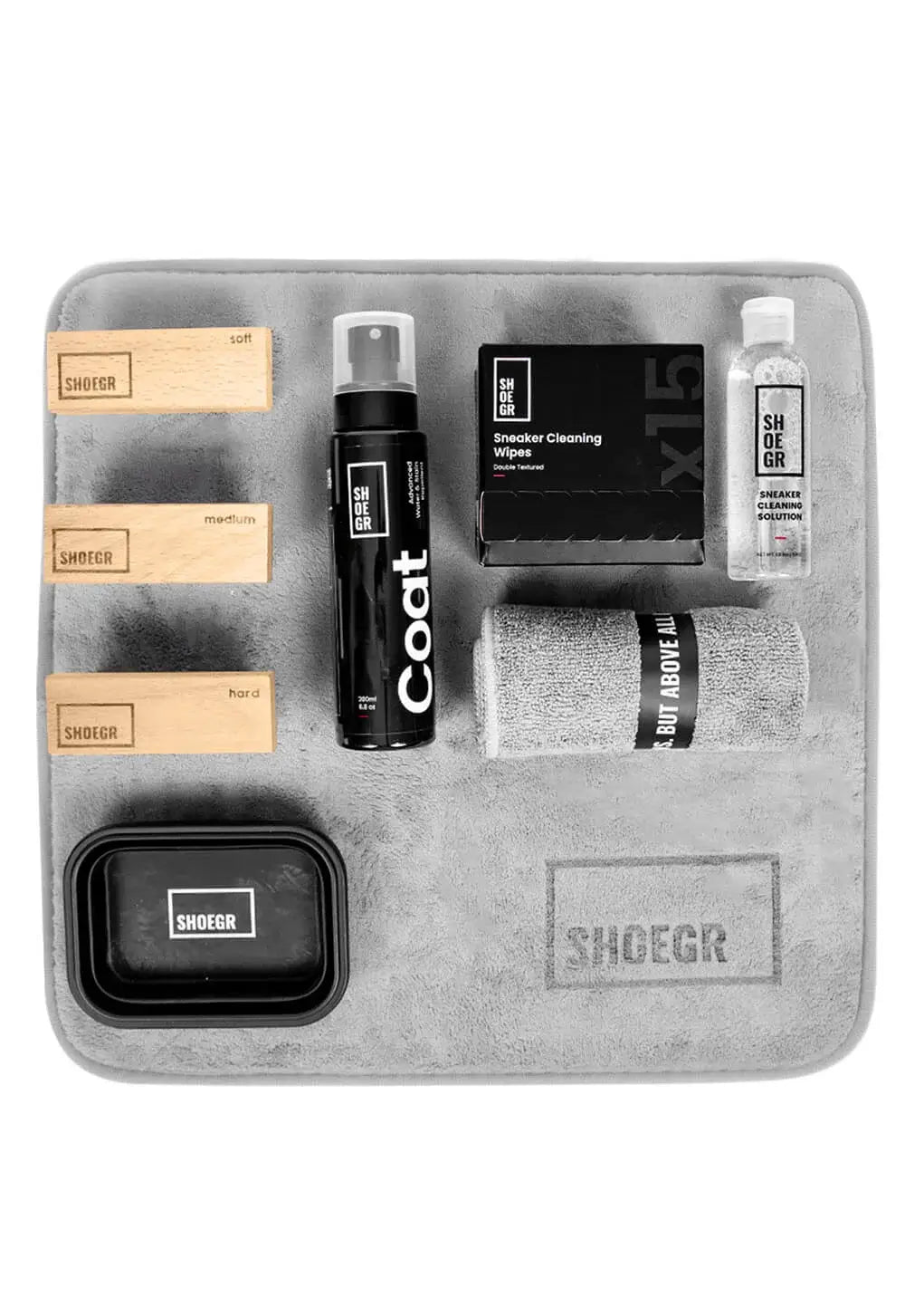 shoegr shoe cleaning kit with wipes for all types of sneakers with mat and repellant combo bundle