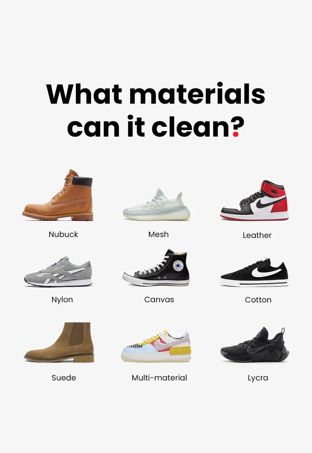 what shoe materials can clean?