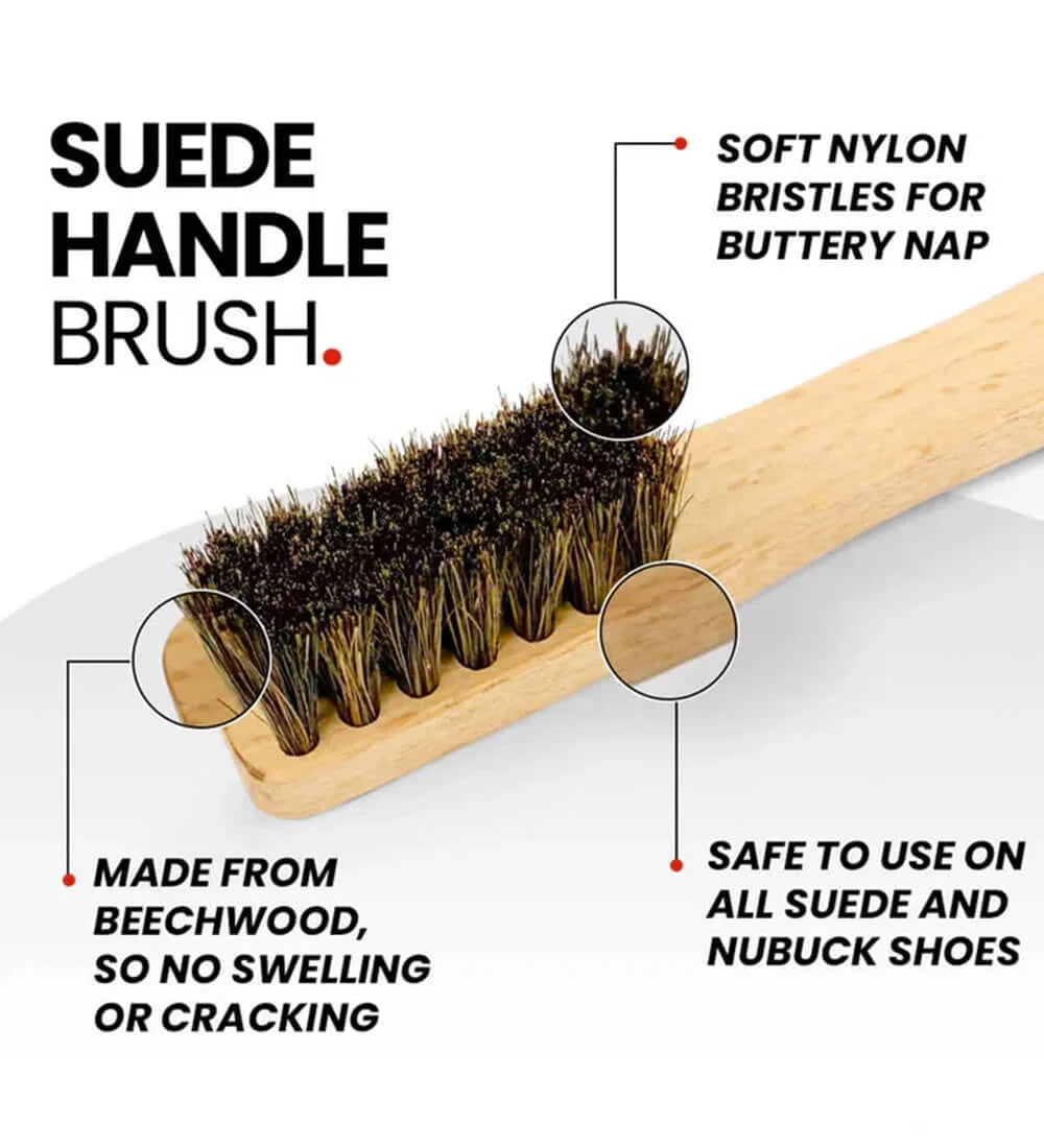 Suede cleaning brush with soft bristles