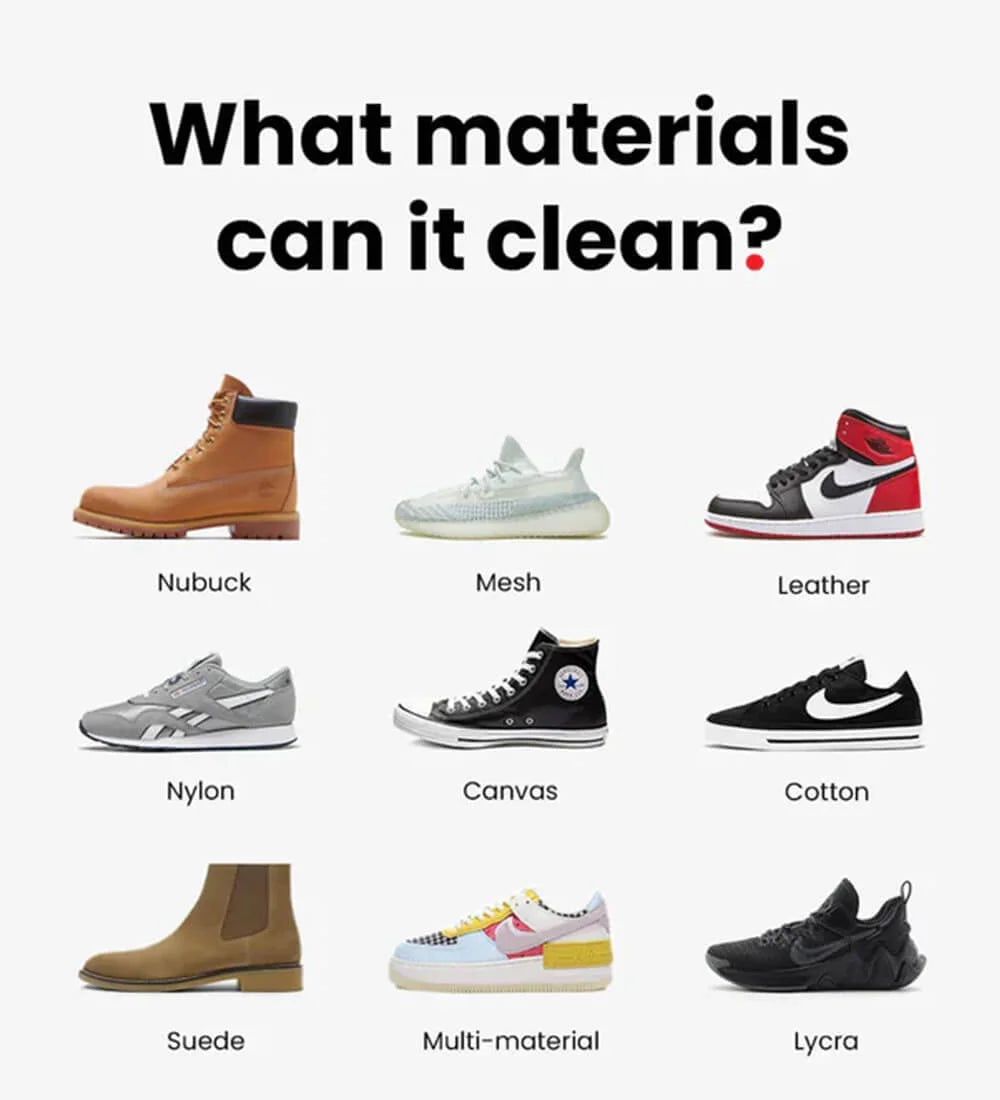All shoe cleaning brushes for most shoe materials