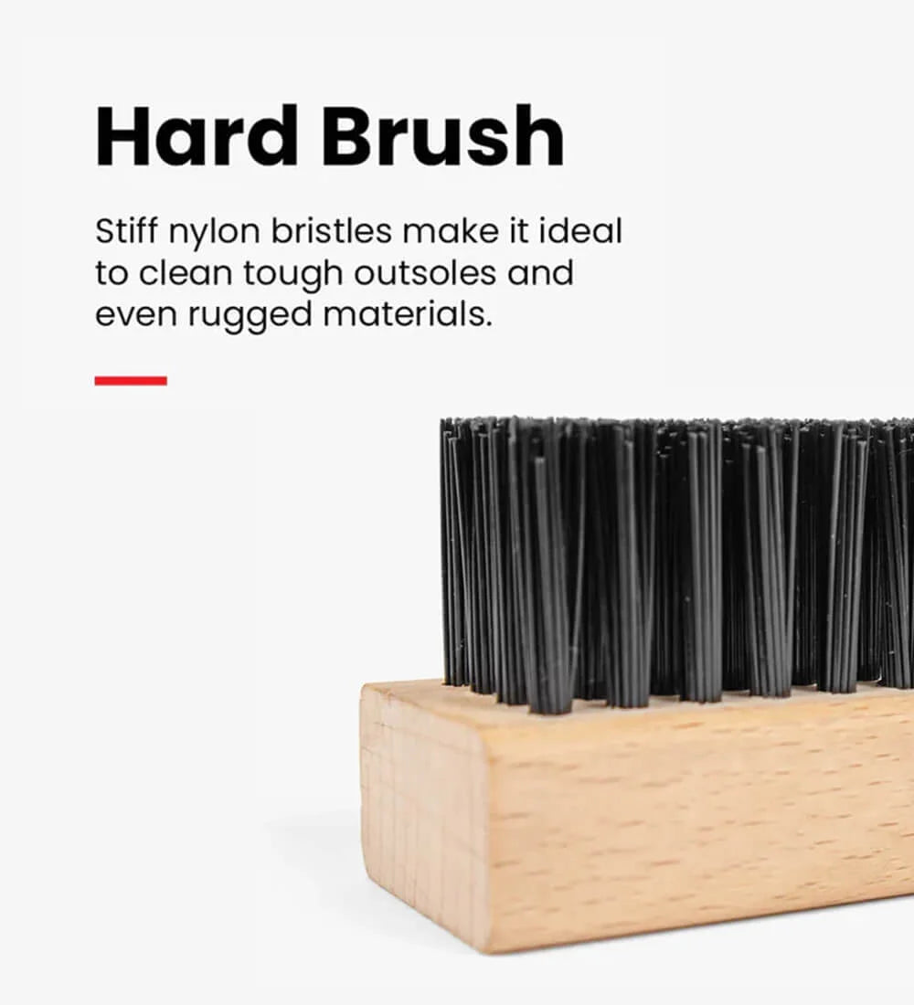 Hard shoe cleaning brush ideal for removing dirt and stain from the outsole.