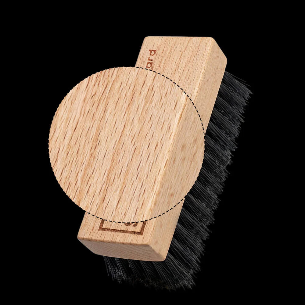 SHOEGR Hard Brush with Beechwood Handle and Ergonomic design for easily cleaning tough outsoles.