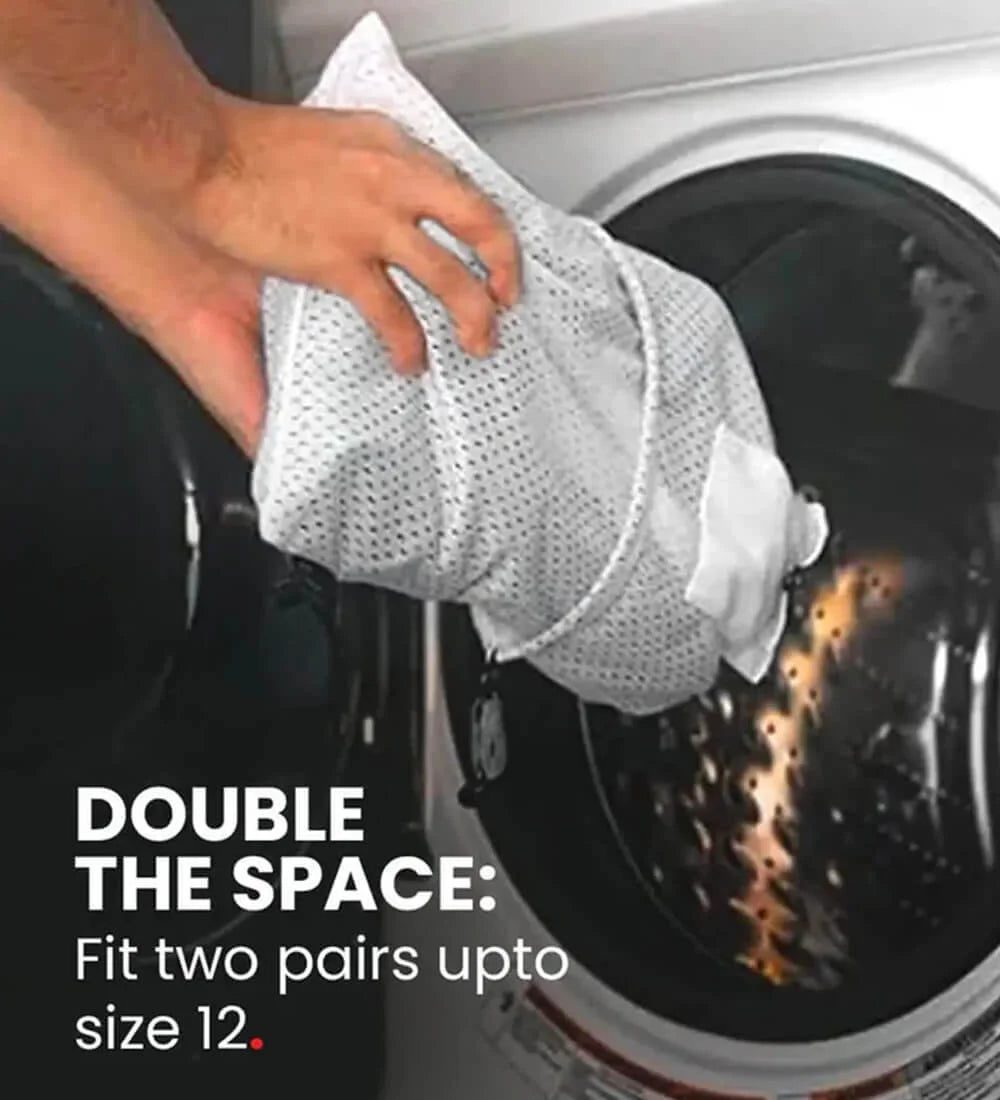Machine washing shoes using a SHOEGR laundry kit - laundry bag and laundry pods