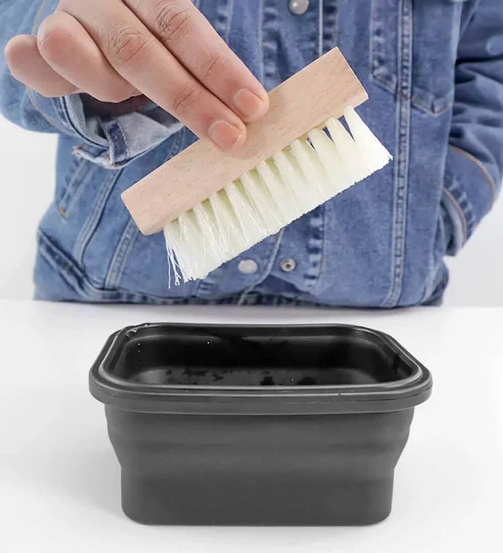 SHOEGR black collapsible sneaker cleaning bowl to make sneaker cleaning solution