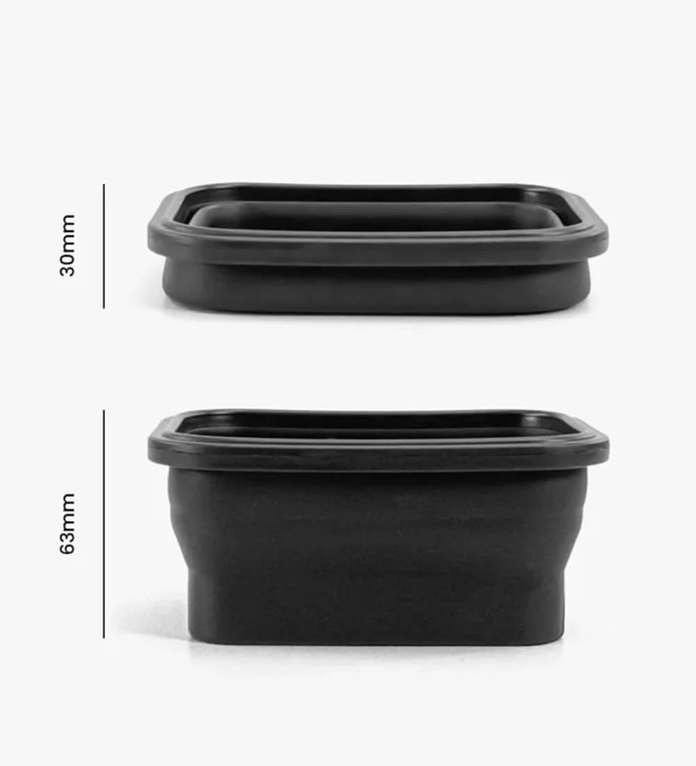 SHOEGR collapsible cleaning bowl height - folded (30mm) and expanded (63mm)