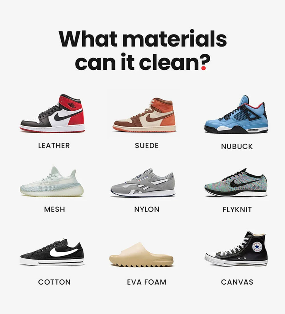 Ultimate Kit can clean leather, suede, canvas, knit, & mesh shoes