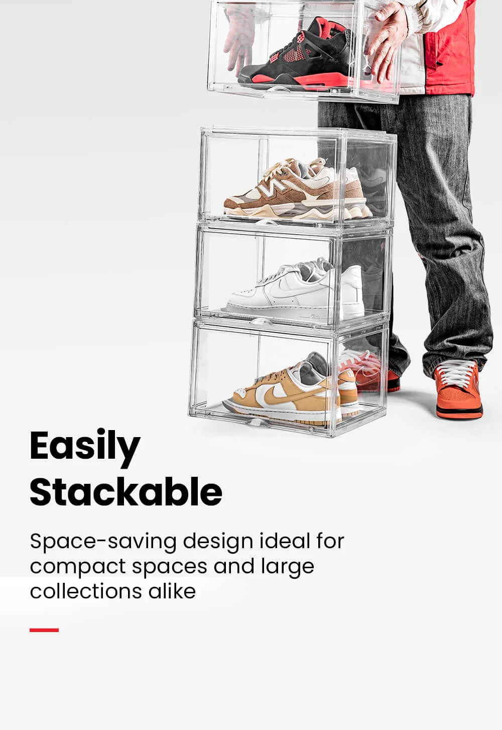 Clear Side Drop Sneaker Storage Crates | Pack of 2, 4, & 6 Available