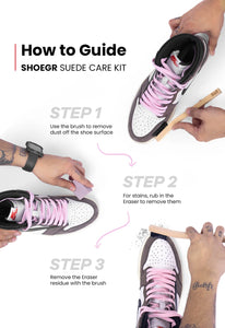 User guide on how to clean suedes and nubuck shoes with  dry suede kit with eraser and brush top quality india online