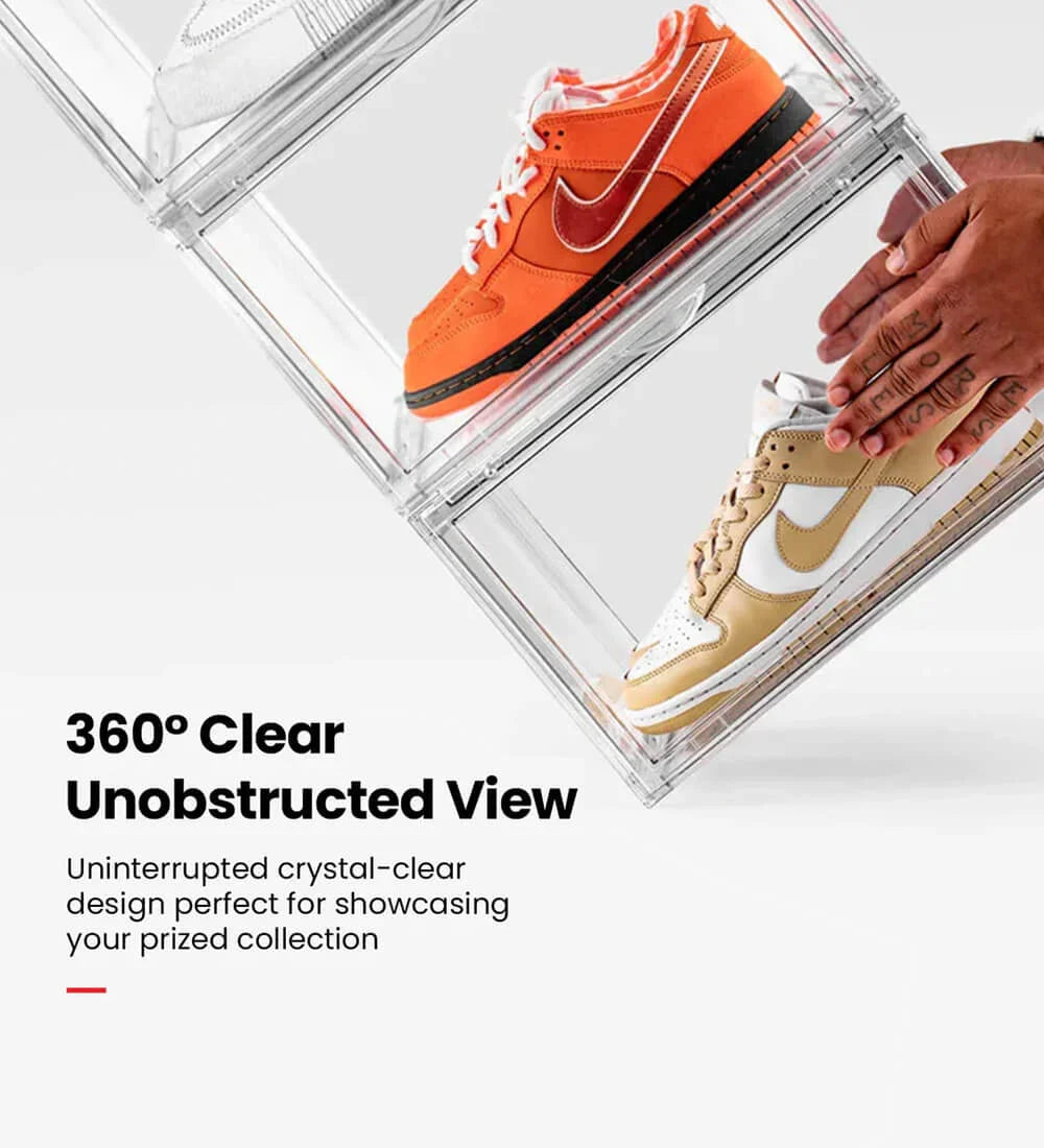 Clear transparent shoe crates from SHOEGR