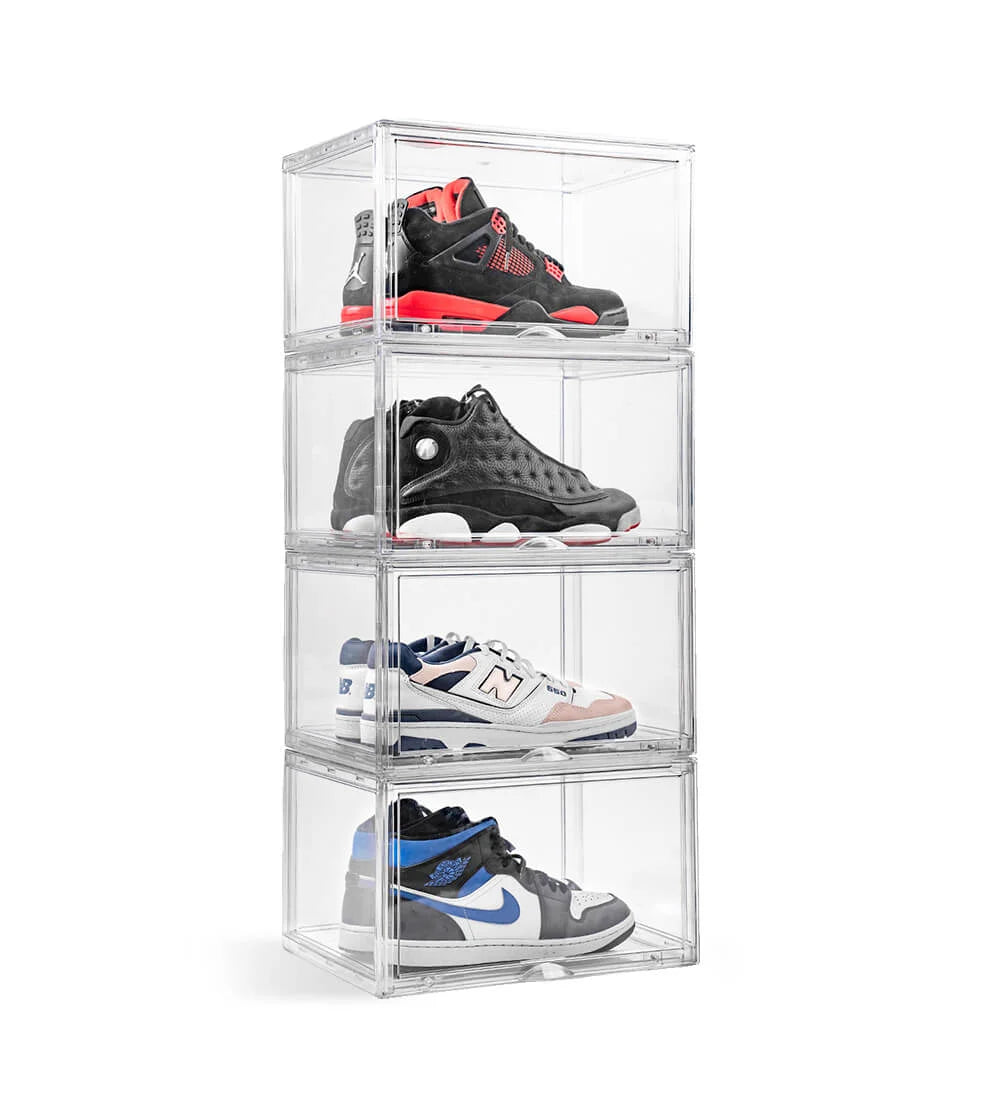 Clear Side Drop Sneaker Storage Crates pack of 4