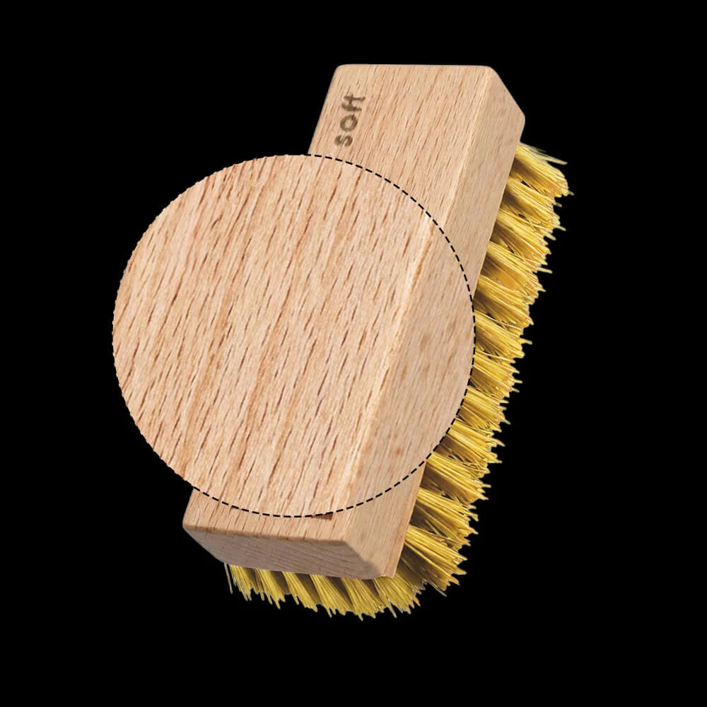 SHOEGR Soft Brush with Beechwood Handle for Ease of Use.