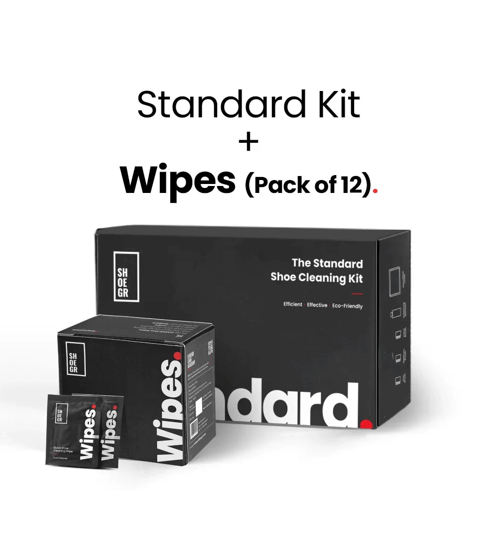 Standard Shoe Cleaning Kit + Wipes (Pack of 12)