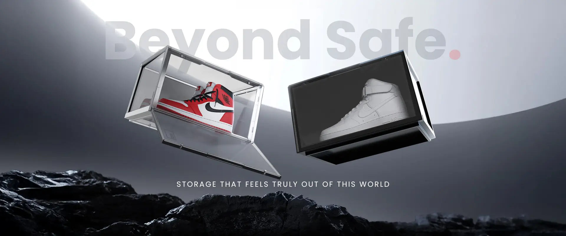 SHOEGR Safe Black & Clear Sneaker Storage Crates for displaying and organizing shoes