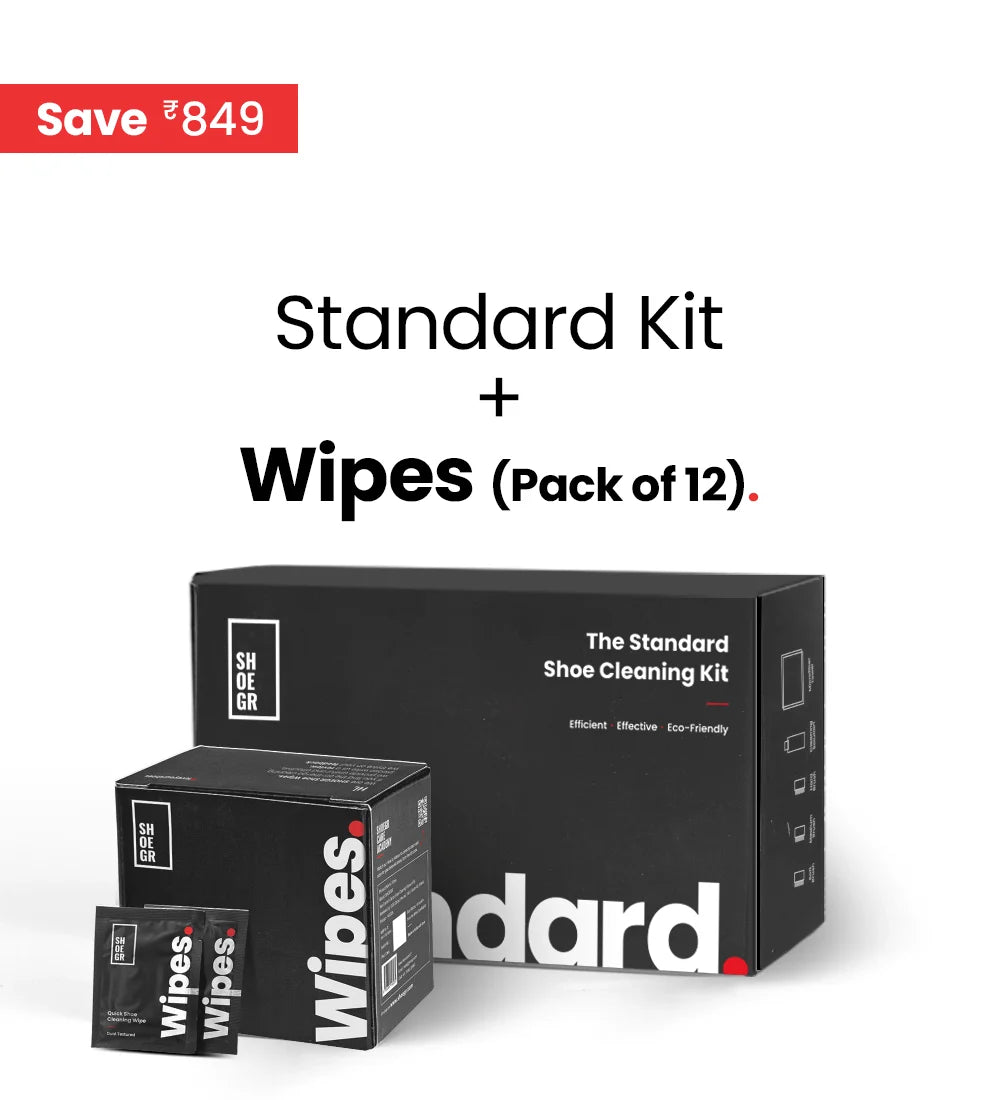 Standard Shoe Cleaning Kit + Wipes (Pack of 12)