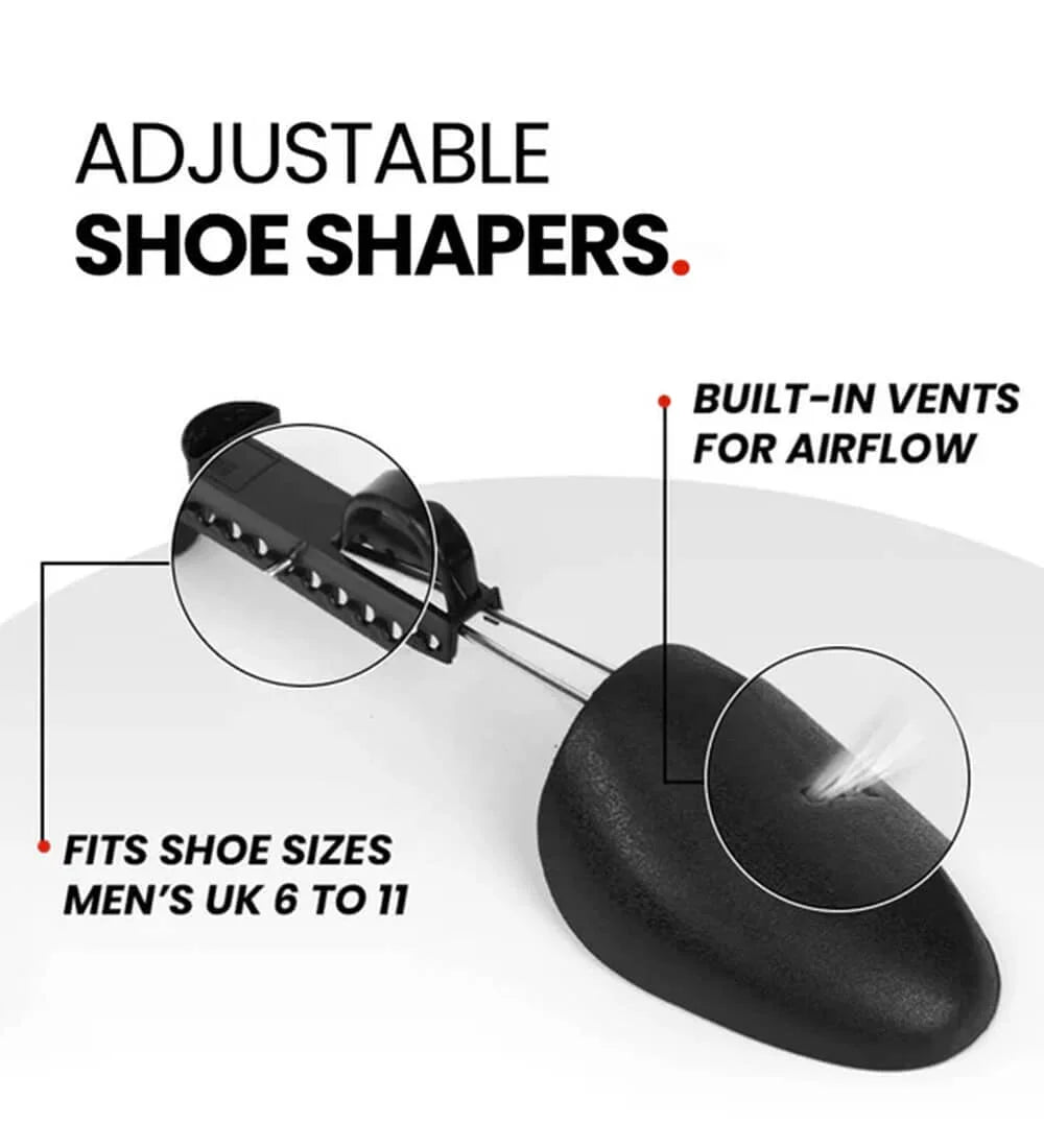 Adjustable shoe shaper with airflow vents for UK size 6–11
